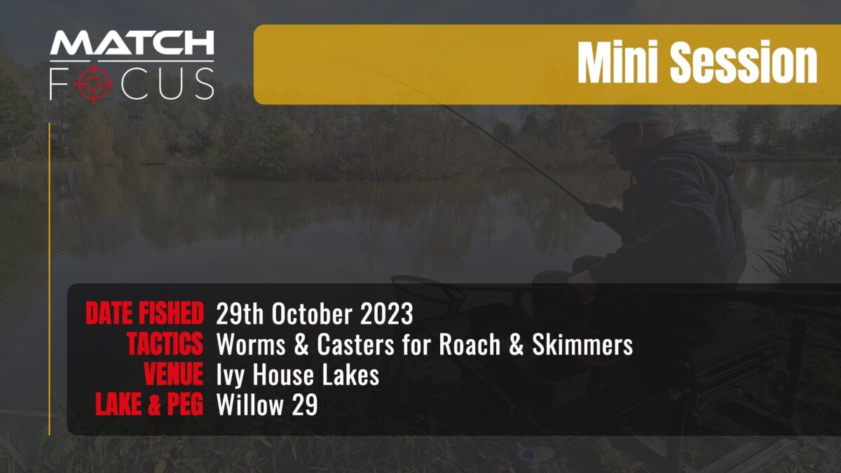 Worms & Casters for Roach & Skimmers | Ivy House Lakes | 29th October 2023 | Mini Session